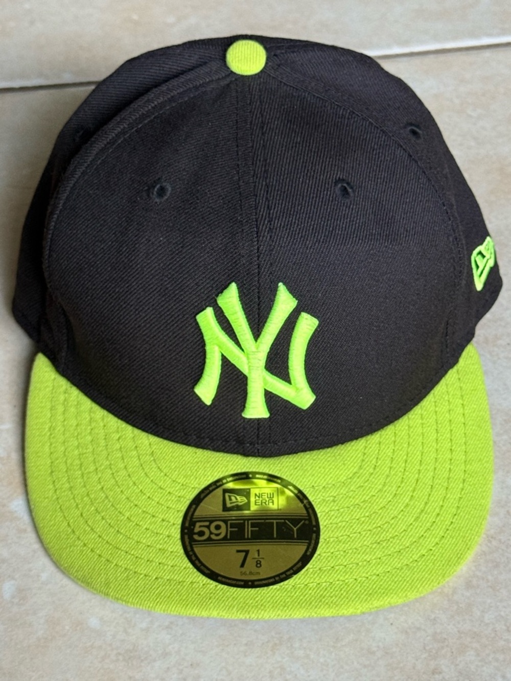 New Era Two-Tone Black & Neon Lime NY Fitted Cap